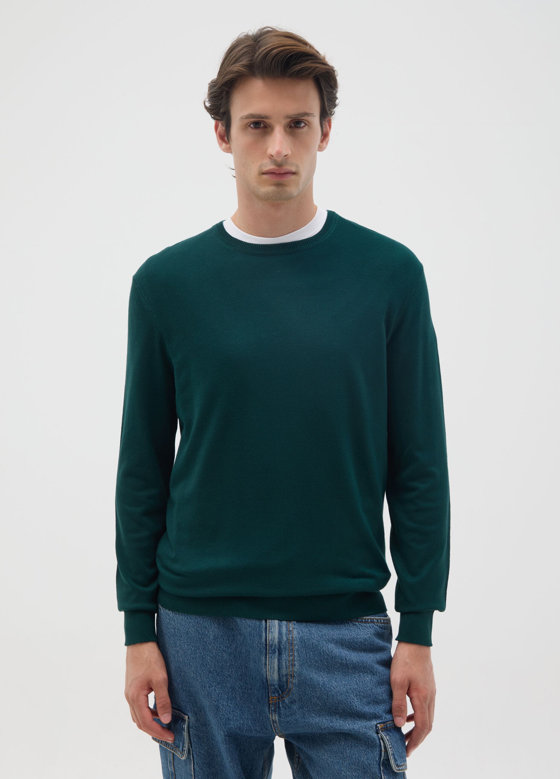 Green Regular Fit Viscose Blend Jumper