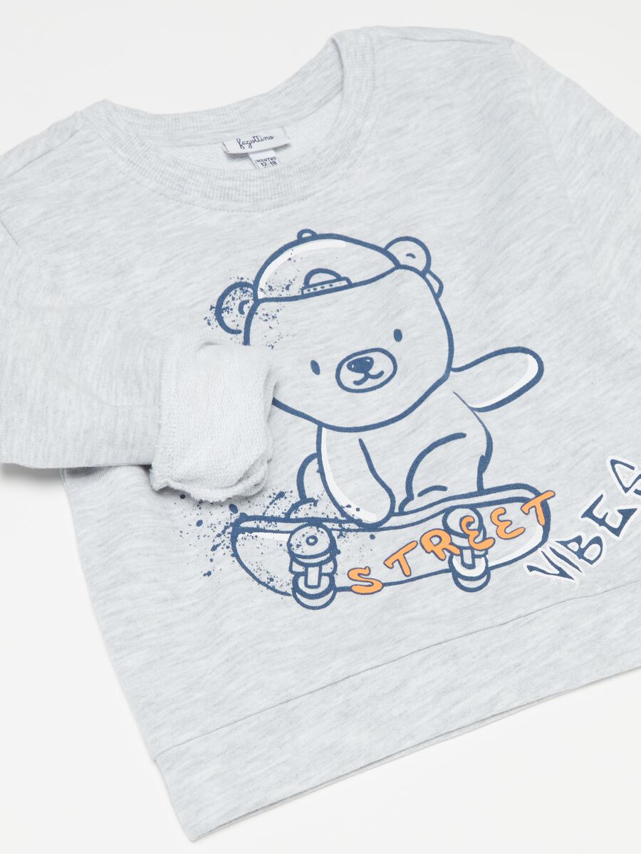 French terry sweatshirt with teddy bear print_2