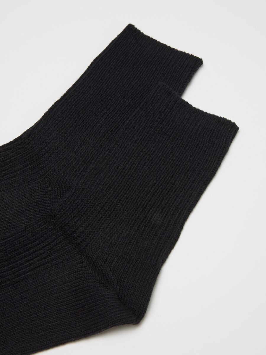Long black socks in stretchy cotton blend_2