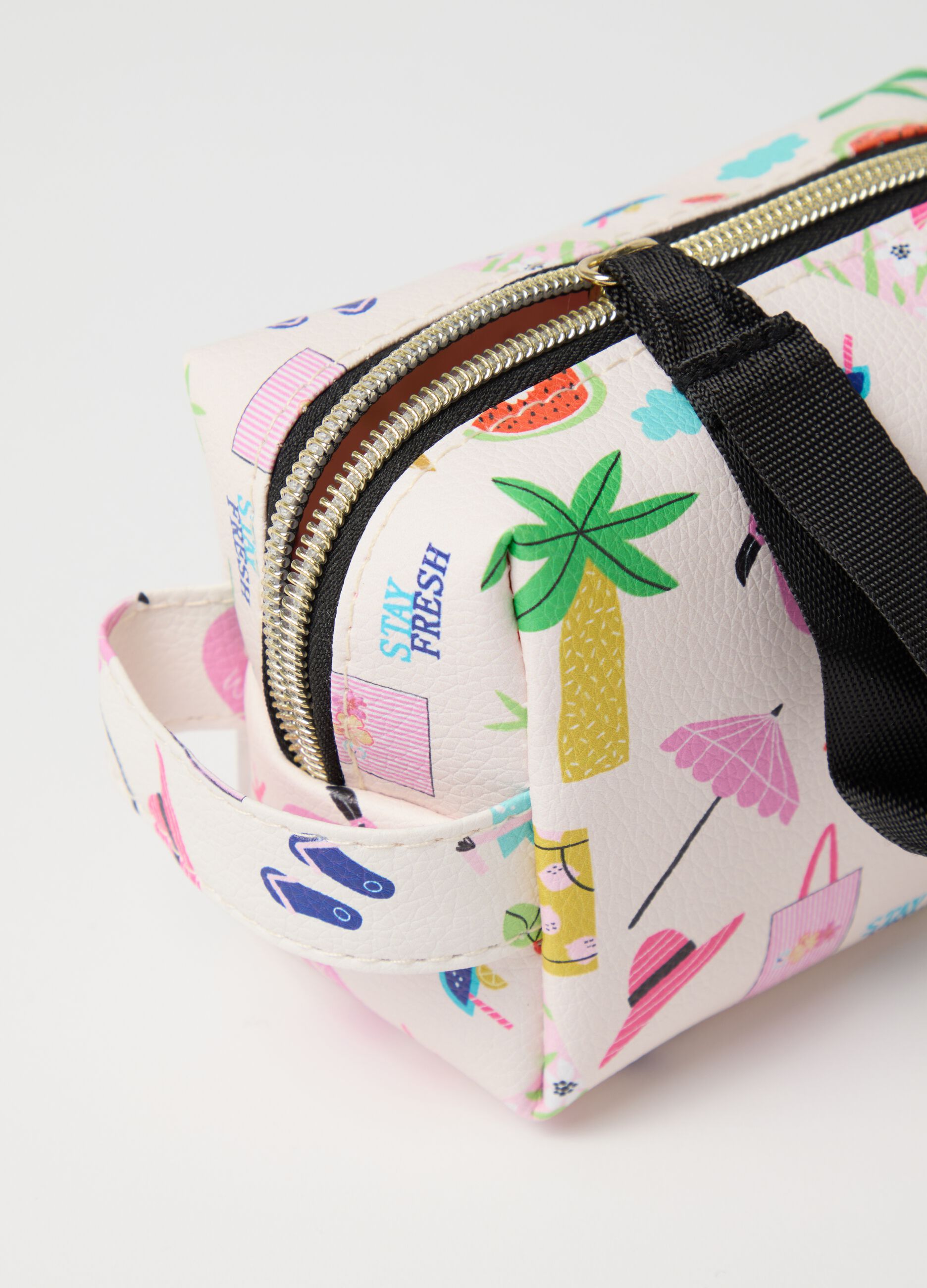 Beauty case da donna in PVC multicolor con maniglia