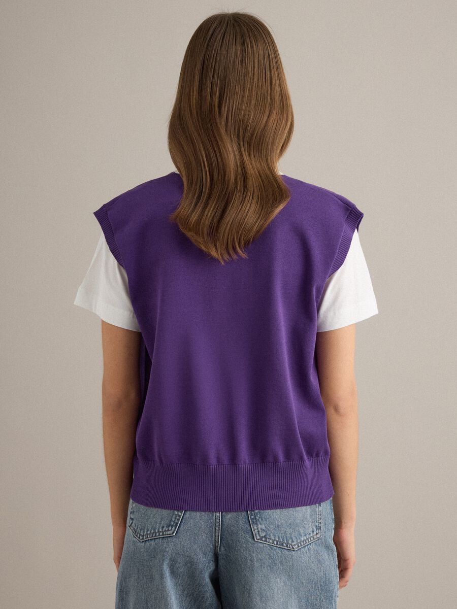 Purple viscose-blend vest in plain knit_3