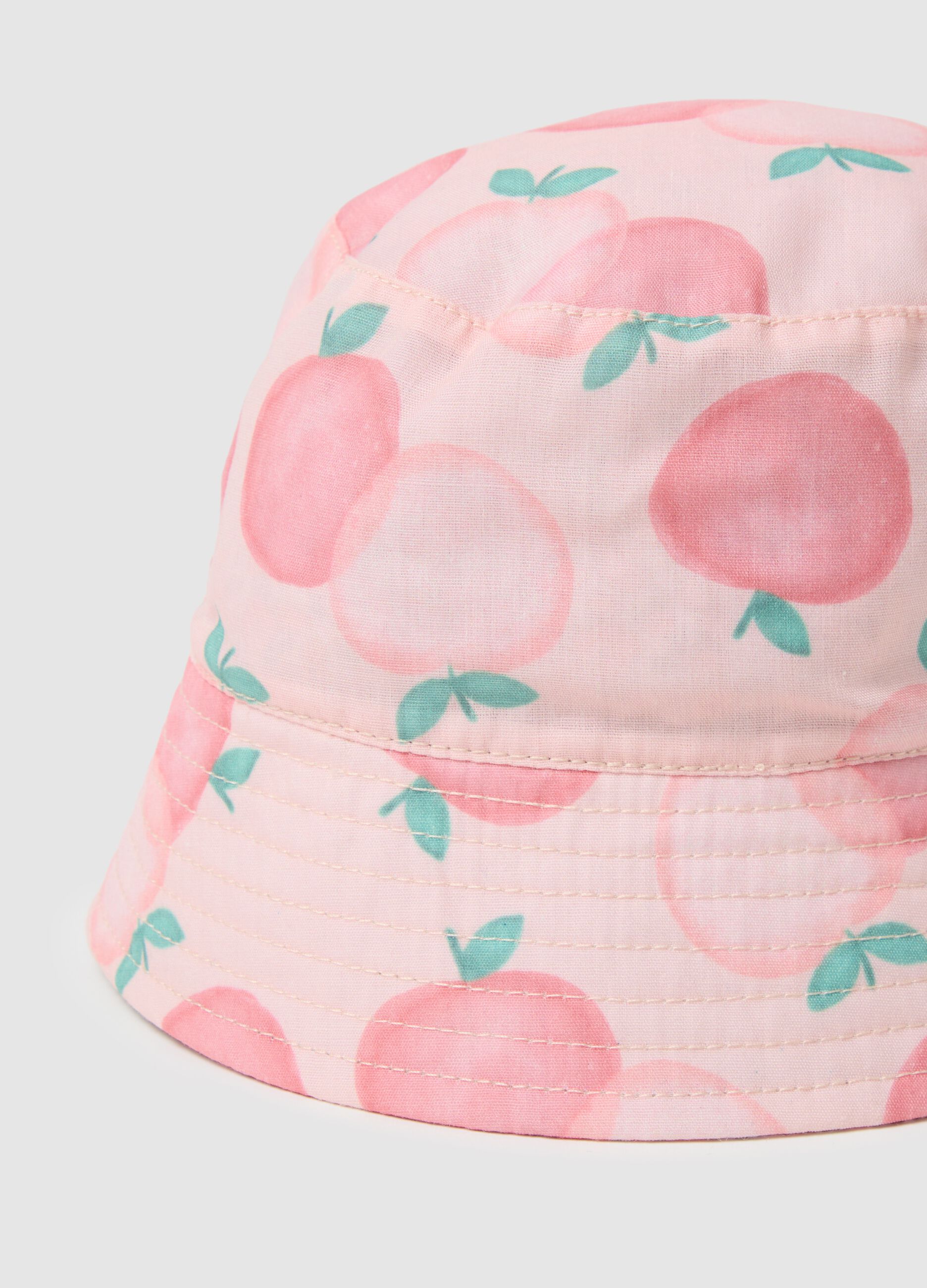 Multicolour cotton blend baby hat with floral design
