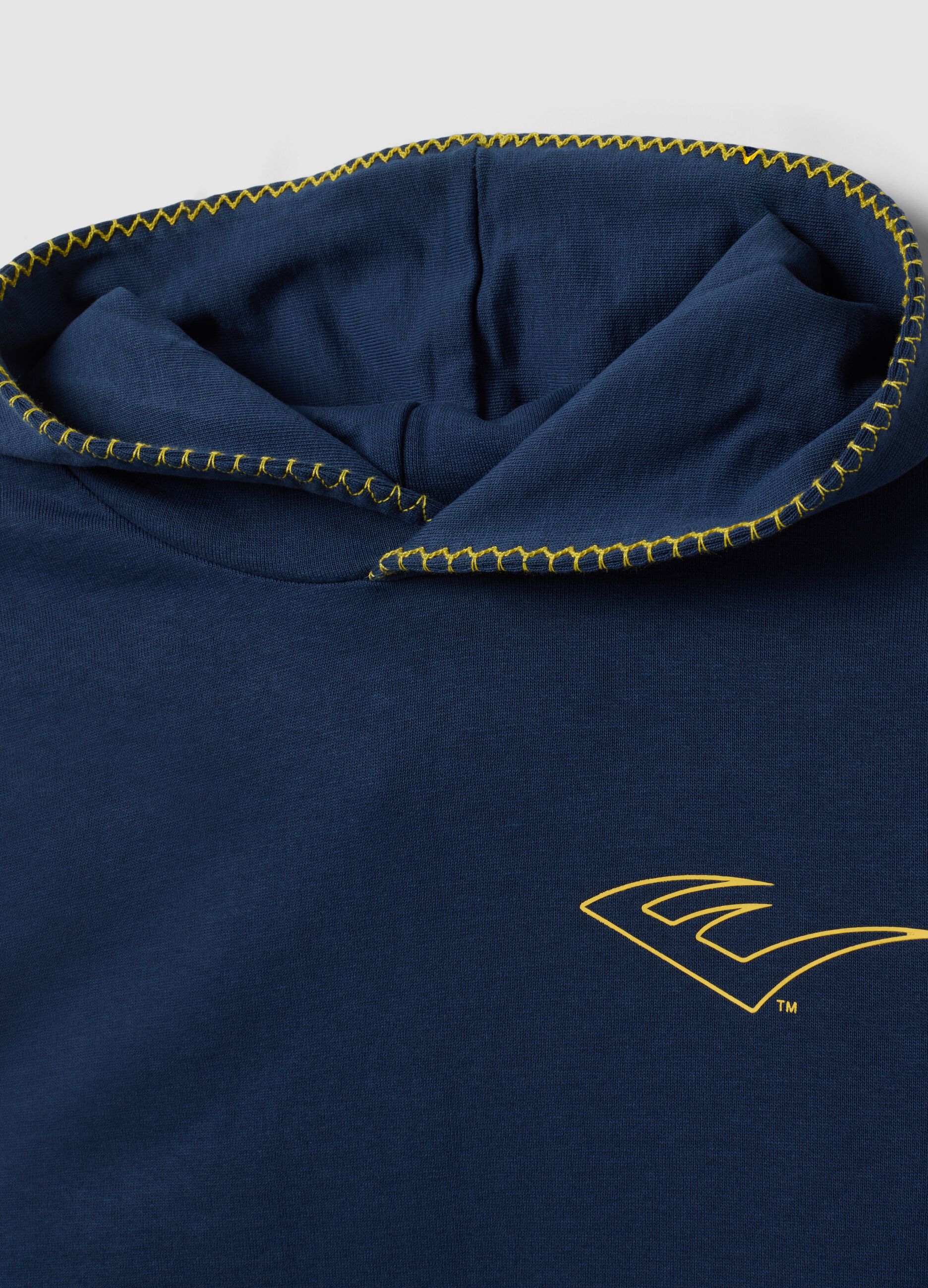 Blue pure cotton hooded sweatshirt, regular fit for boys