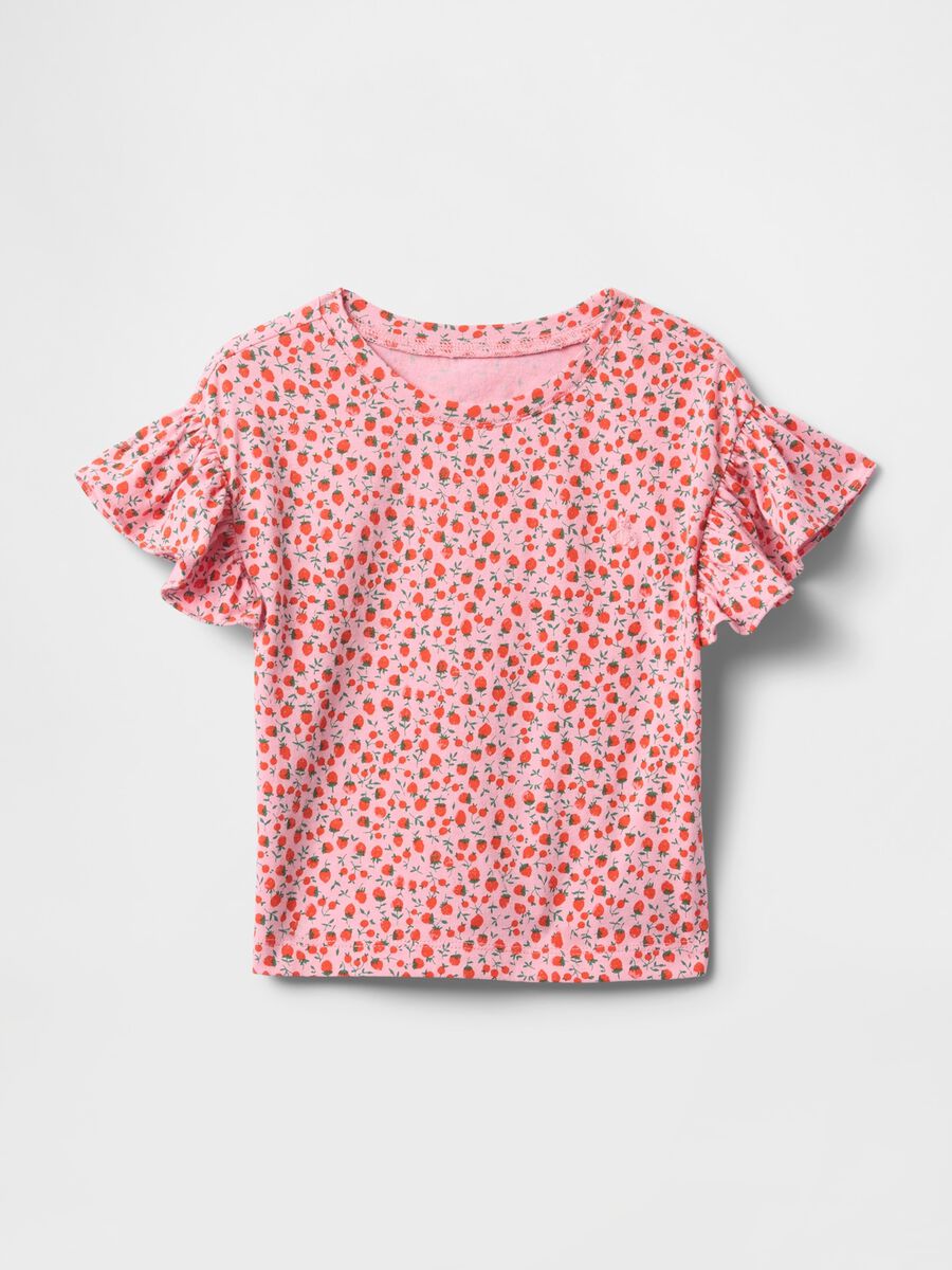 Pink Floral T-shirt with Ruffles_0