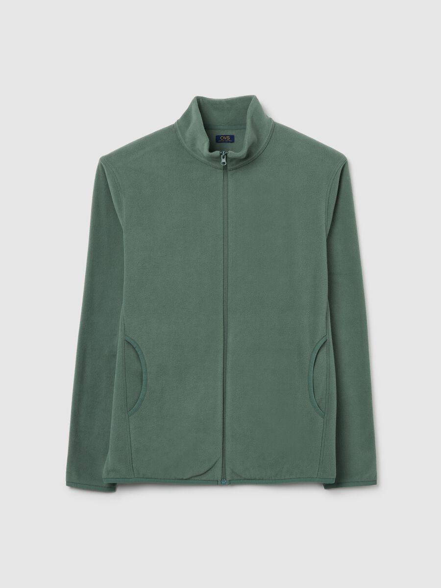 Felpa in pile verde regular fit_4