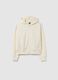 Girls' white hoodie in pure cotton regular fit with hood and zip_3