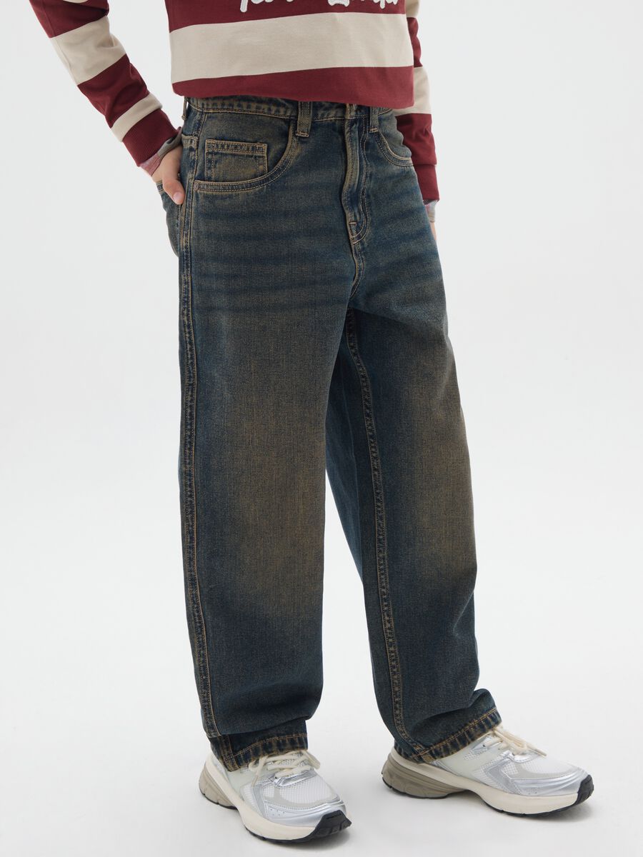 Jeans da ragazzo in puro cotone denim regular fit_2