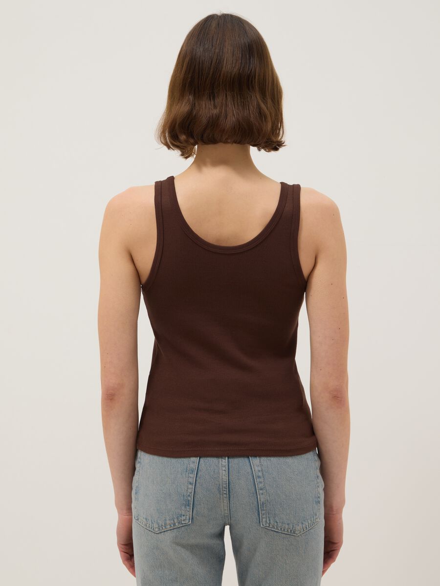Canotta in cotone elasticizzato marrone regular fit_2
