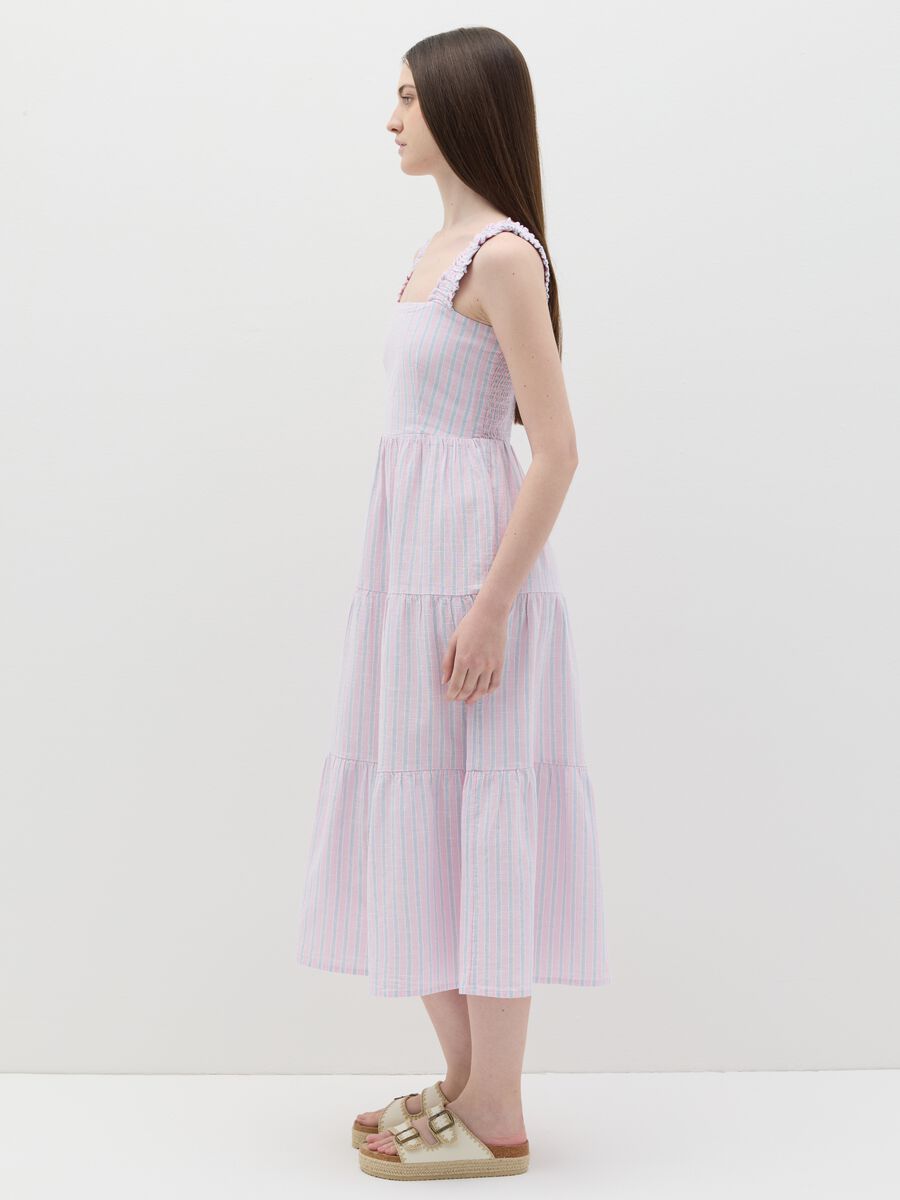 Long pink striped dress in cotton_1