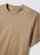 Beige short sleeve regular fit pure cotton t-shirt_5