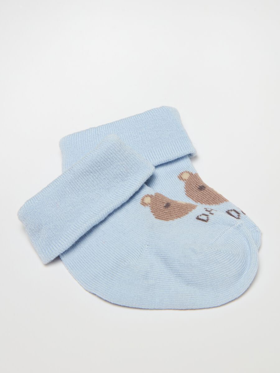 Two-pair pack short socks with teddy bear design_2