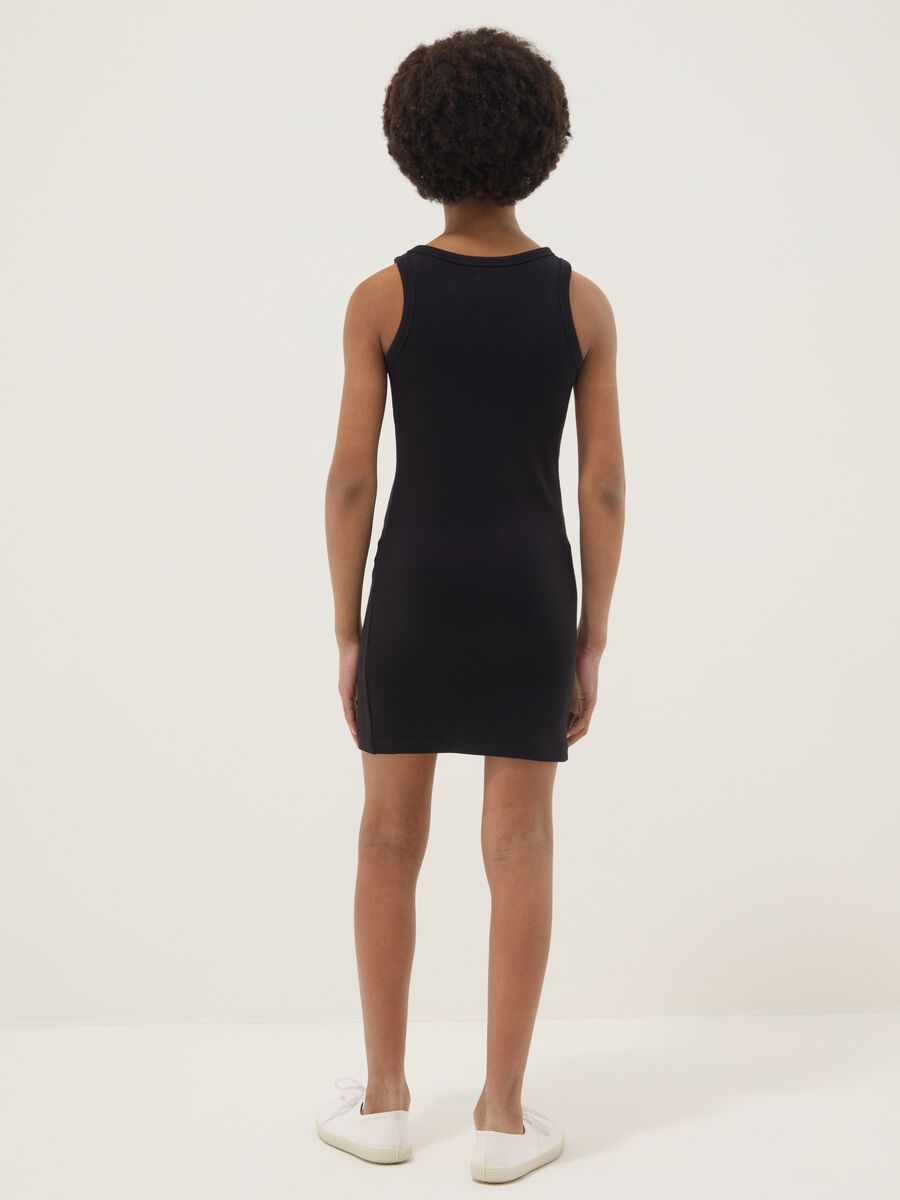 Vestito senza maniche fitted in cotone elasticizzato nero da ragazza_1