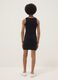 Girls&rsquo; sleeveless fitted black stretch cotton dress_1