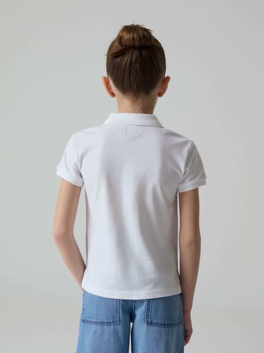 Piquet polo shirt with floral embroidery_4