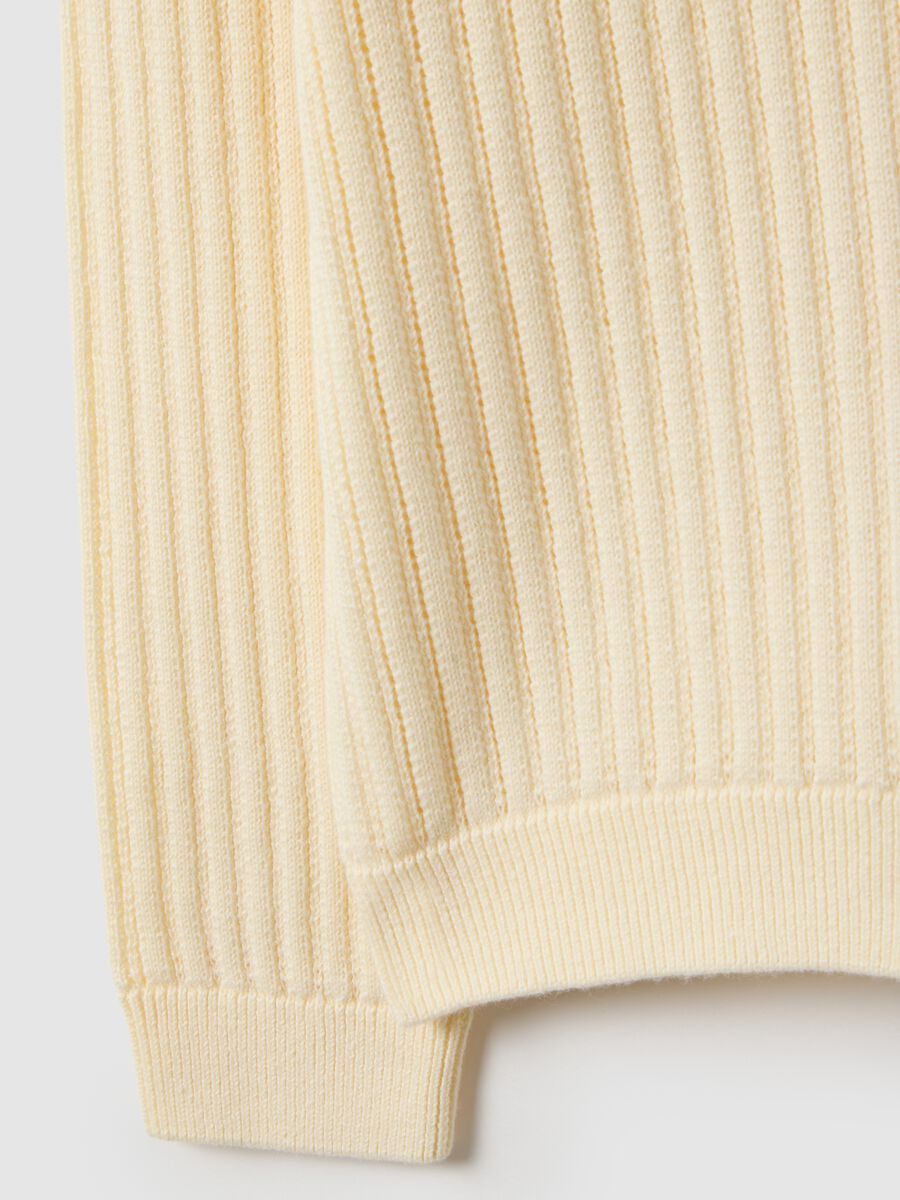 Beige striped pure cotton cardigan for girls with regular fit_3