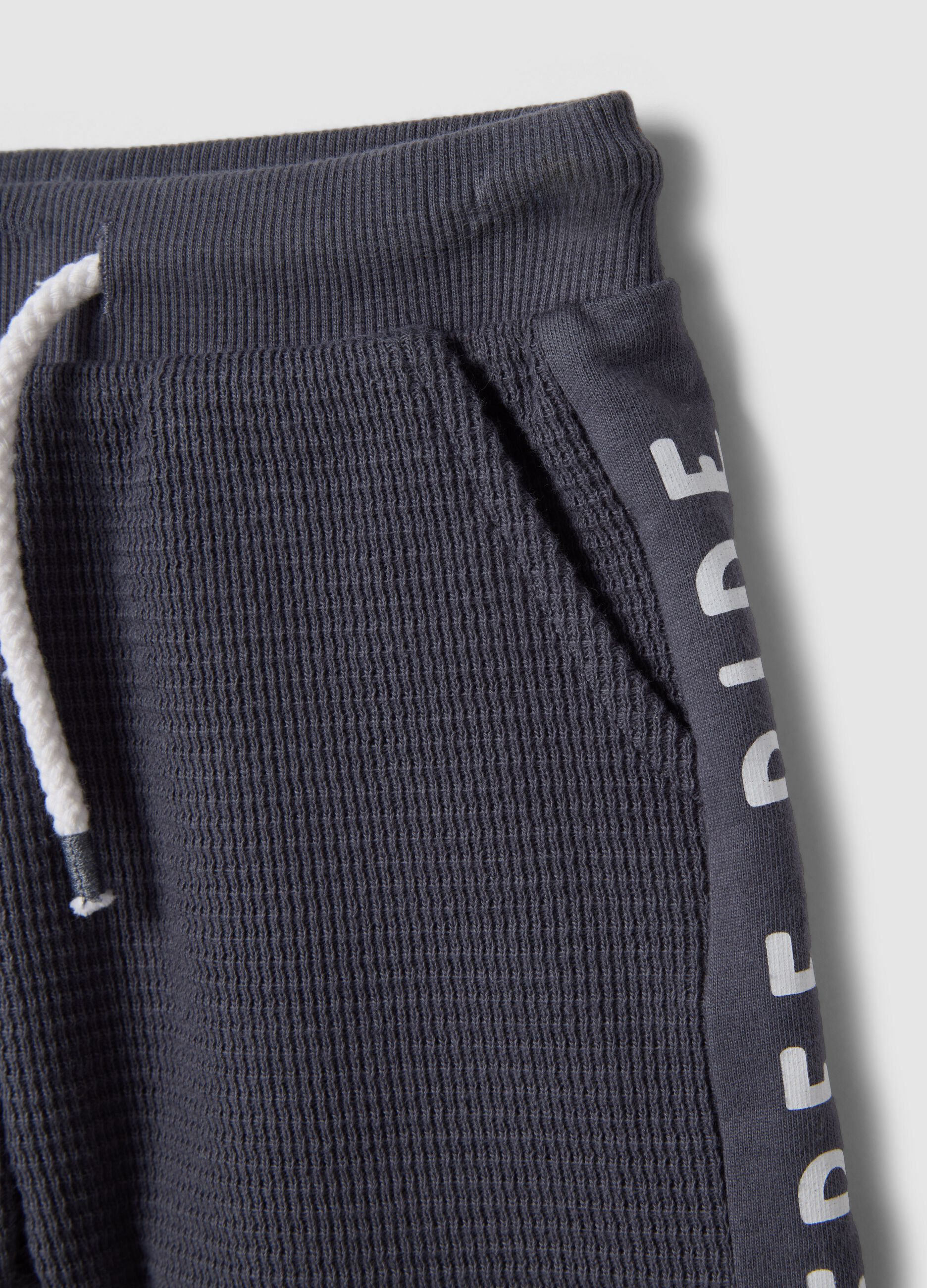 Grey pure cotton shorts with elasticated waist for boys, regular fit