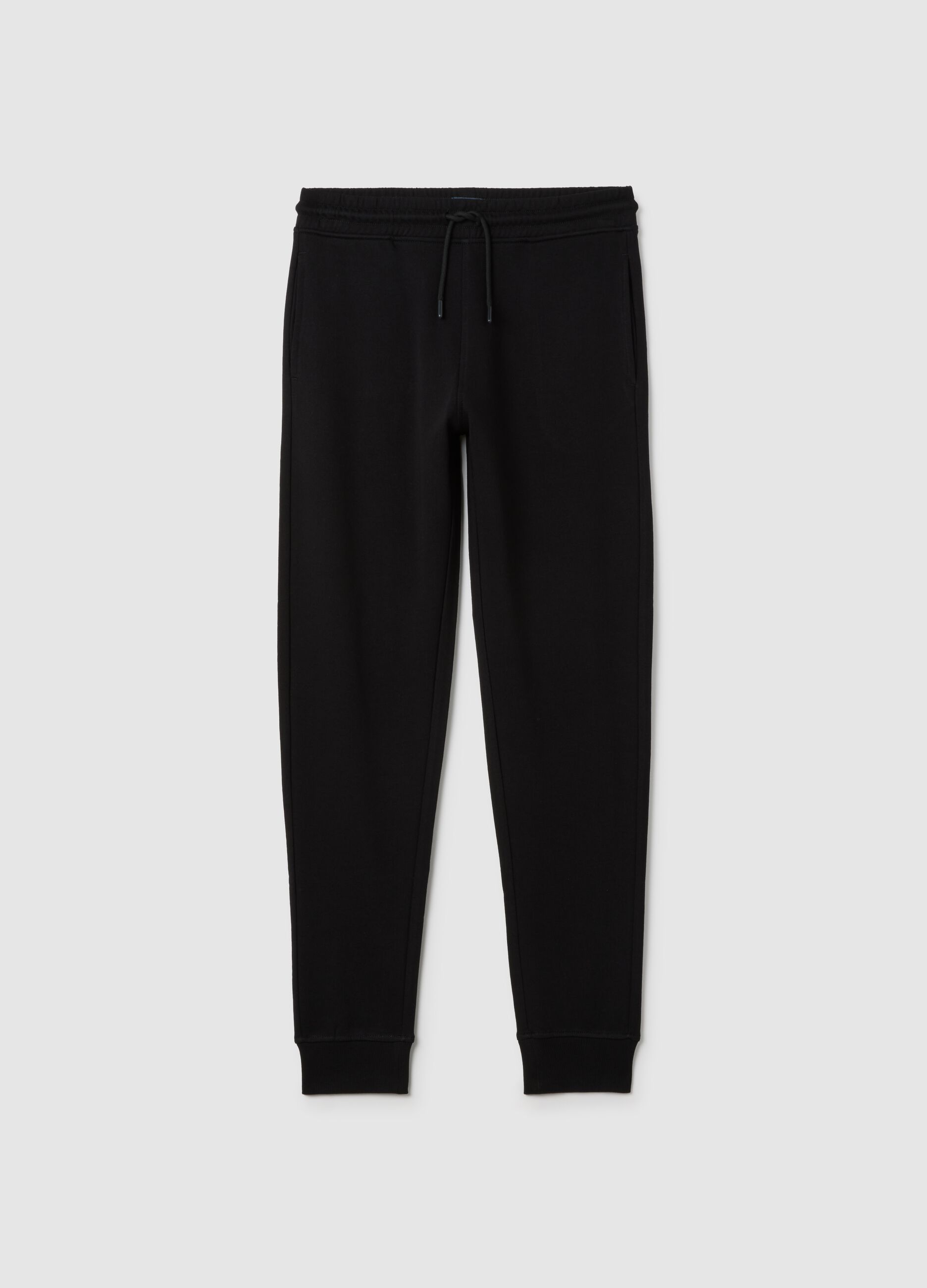 Boys' black pure cotton jogger trousers with regular fit
