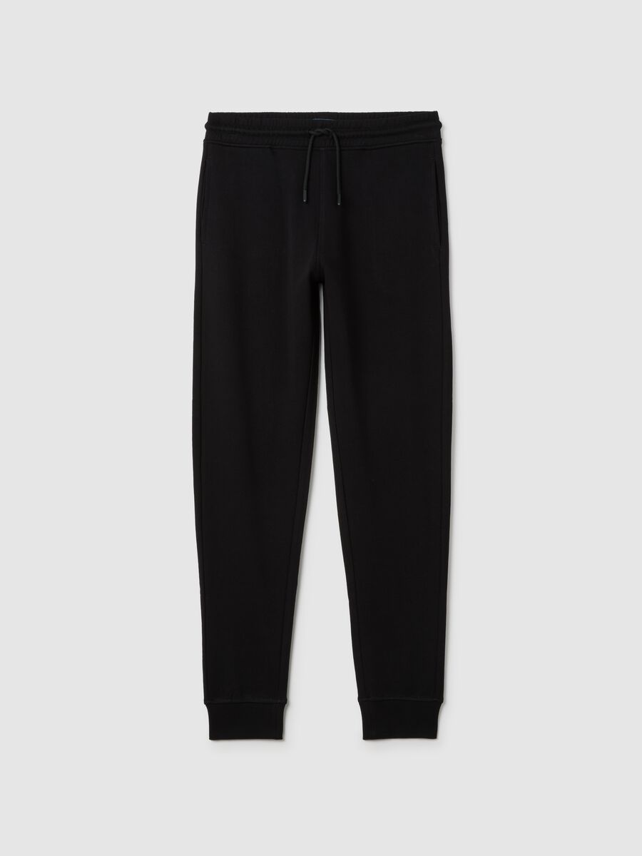Boys' black pure cotton jogger trousers with regular fit_0