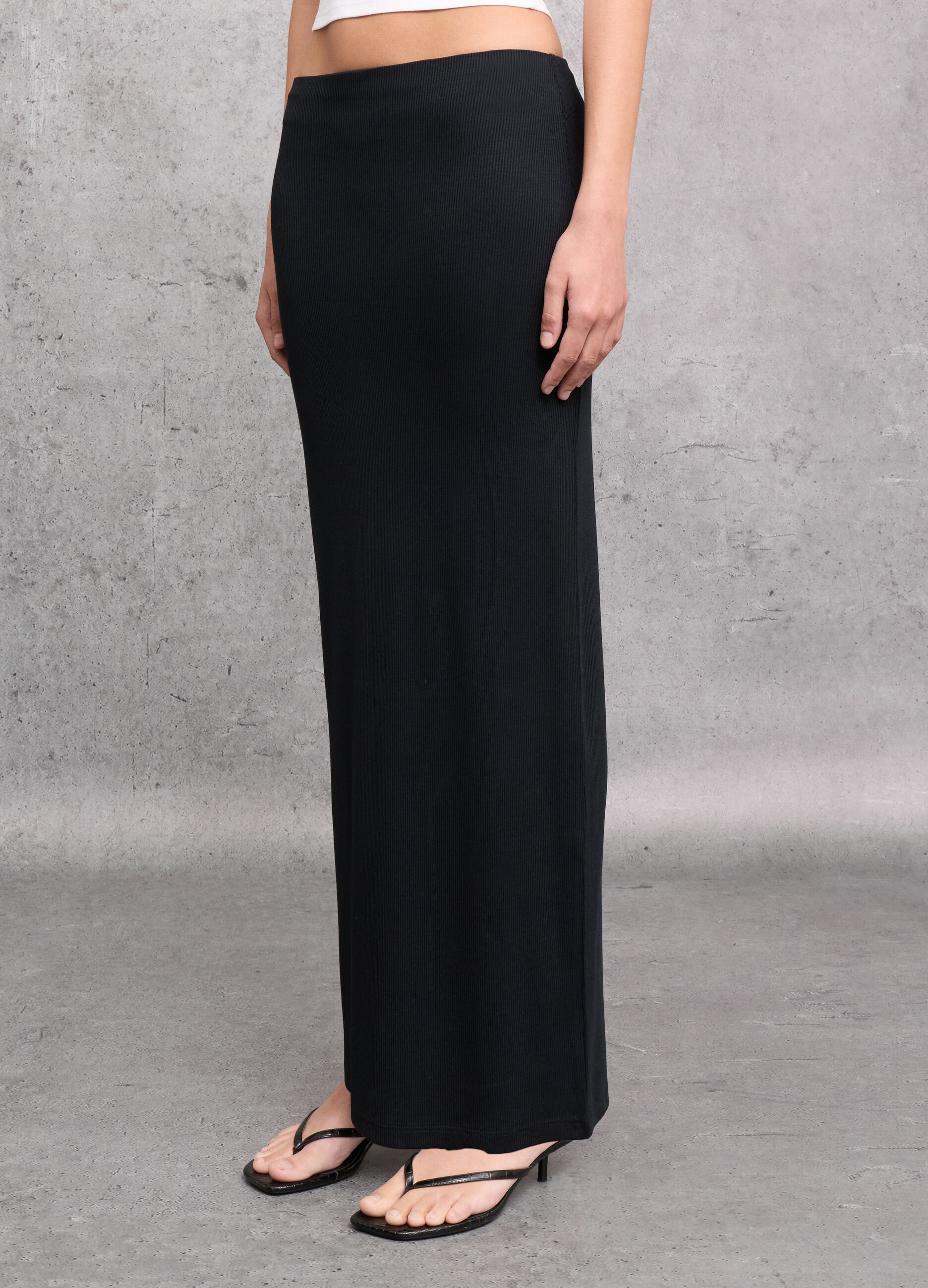 Ribbed Long Skirt Black