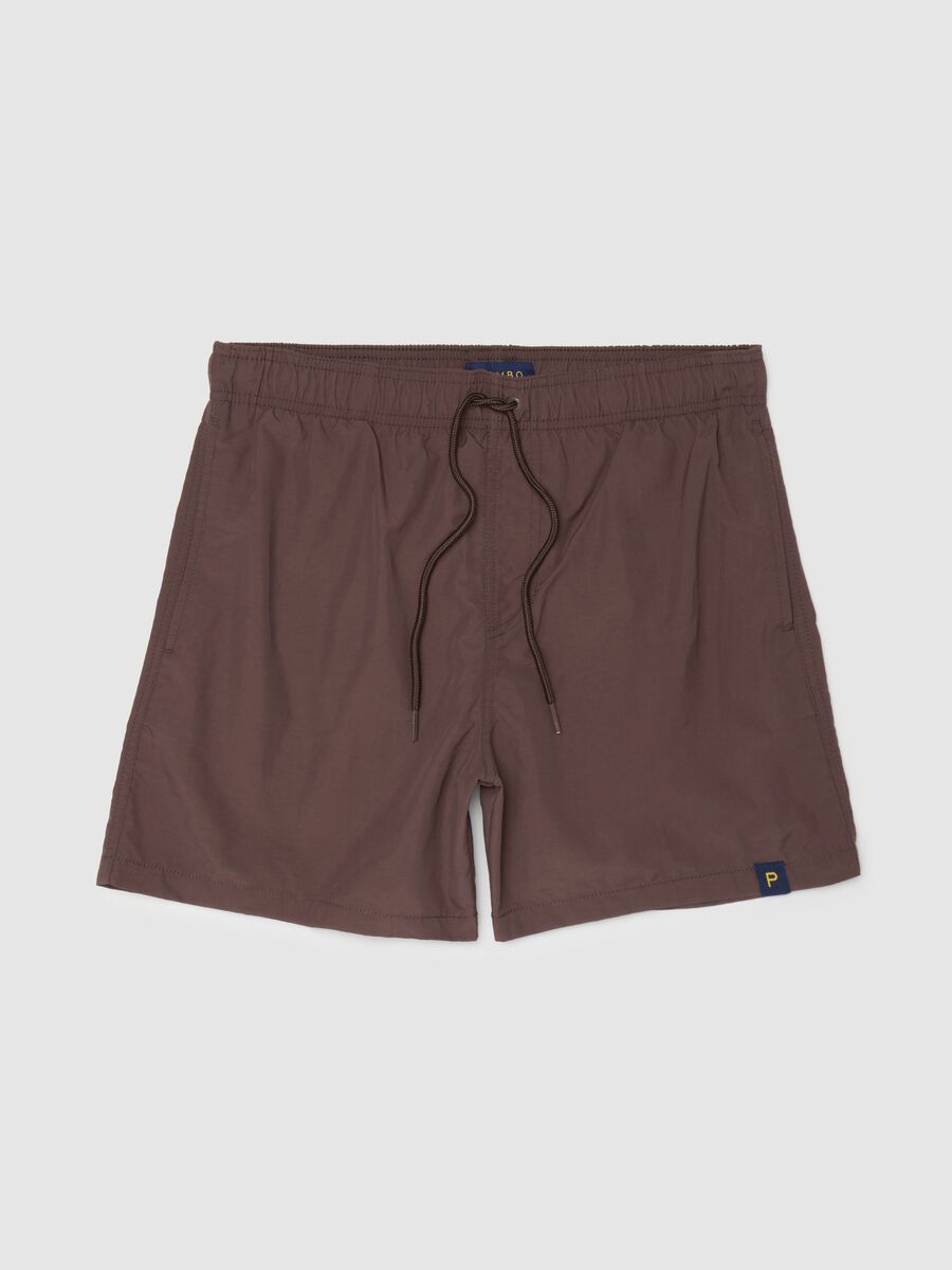 Men’s regular-fit swim boxers in brown blend with elastic waist_4