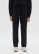 Black regular fit cotton blend trousers with elasticated waist_1