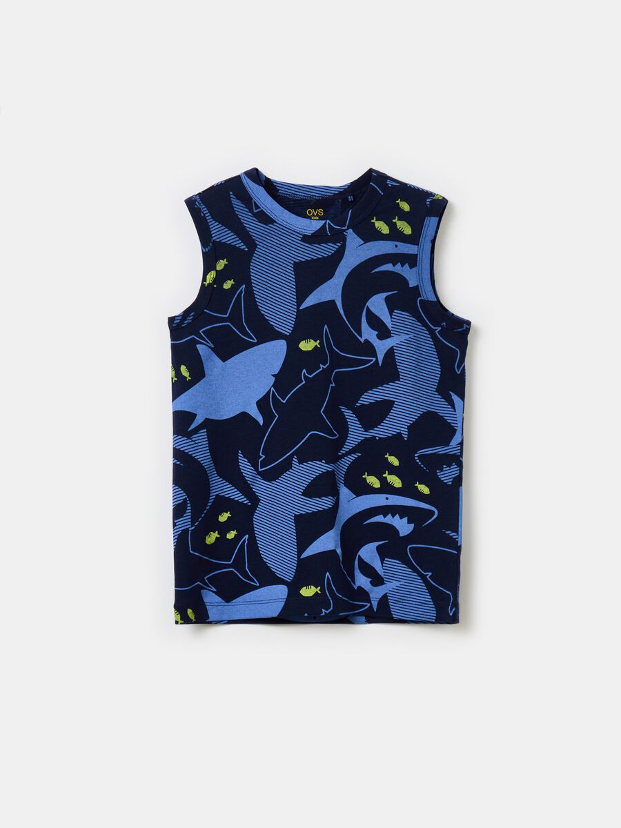 Cotton racerback vest with print_0