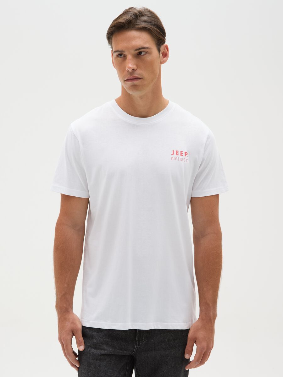 Men's pure cotton white regular fit T-shirt with print_0