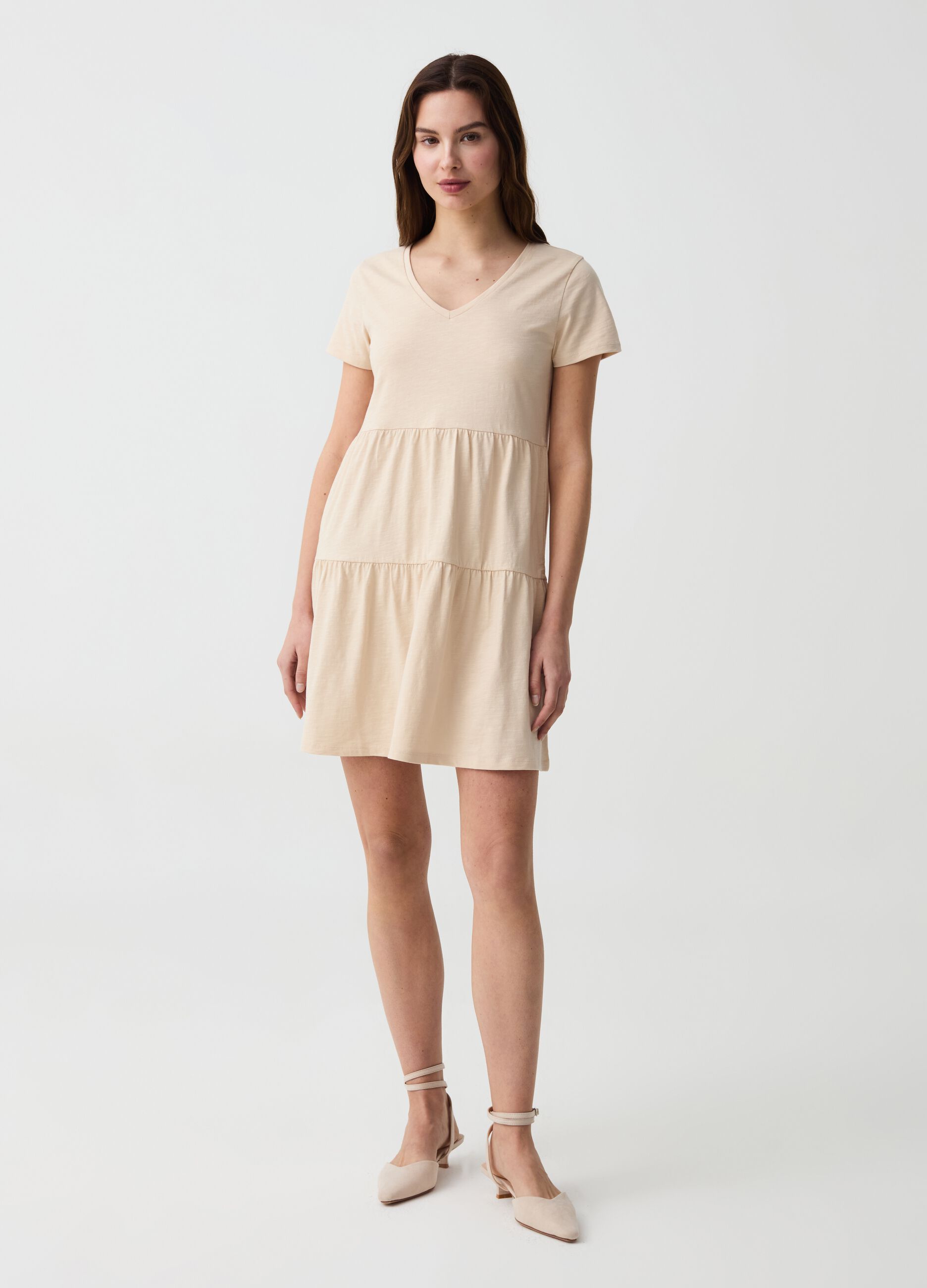 Essential short dress with flounces