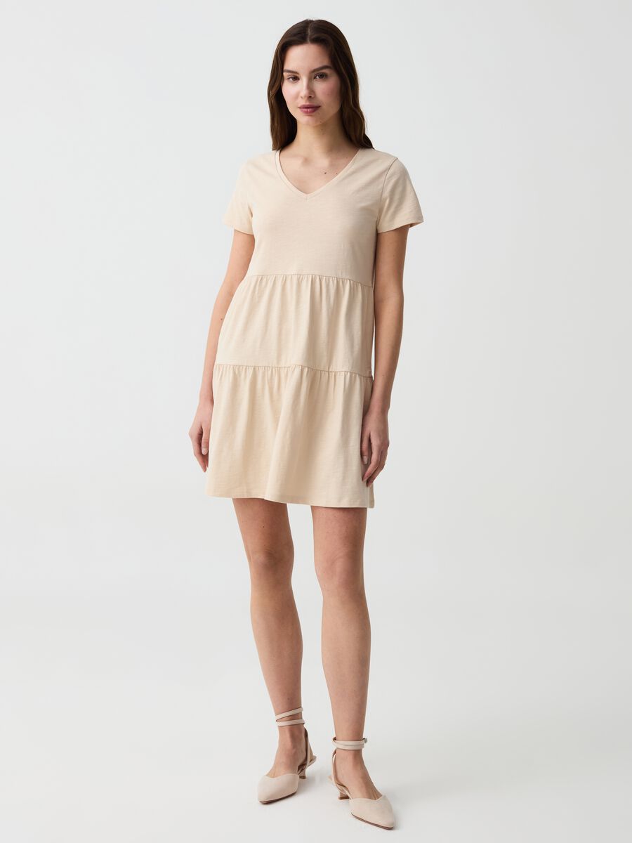 Essential short dress with flounces_0