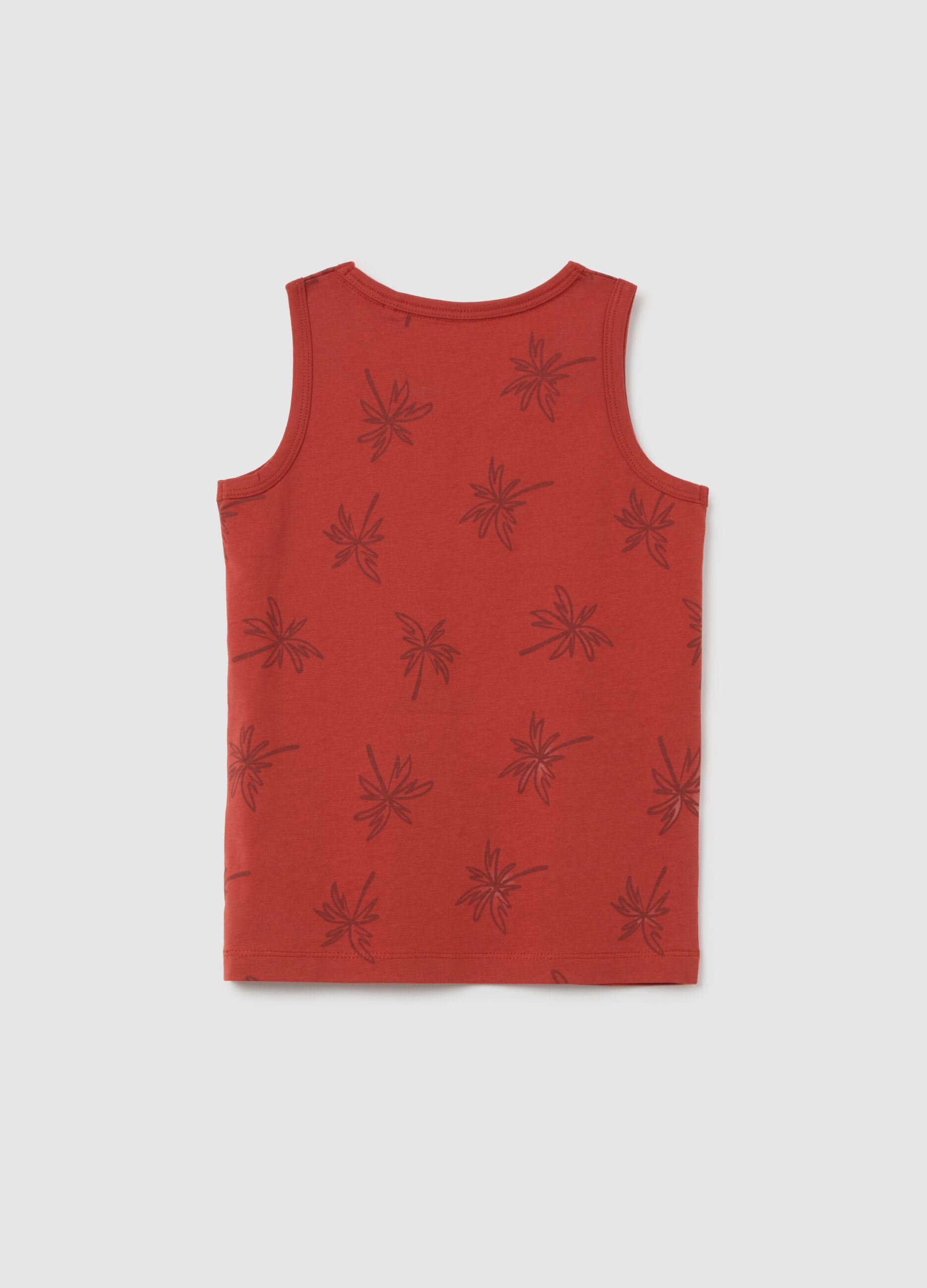 Canotta da bambino in puro cotone rosso regular fit con stampa