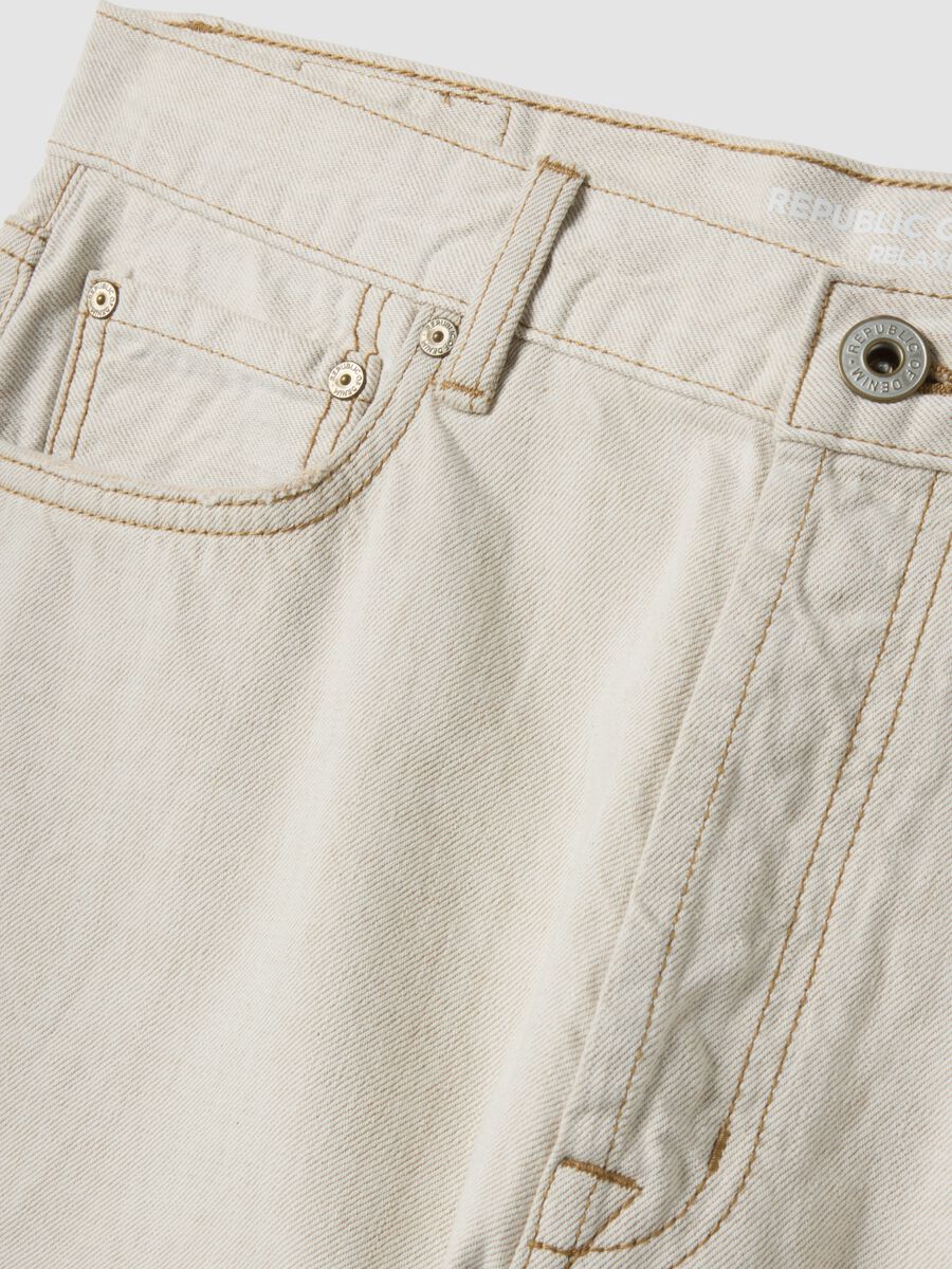 Beige denim jeans in pure cotton, relaxed fit_5