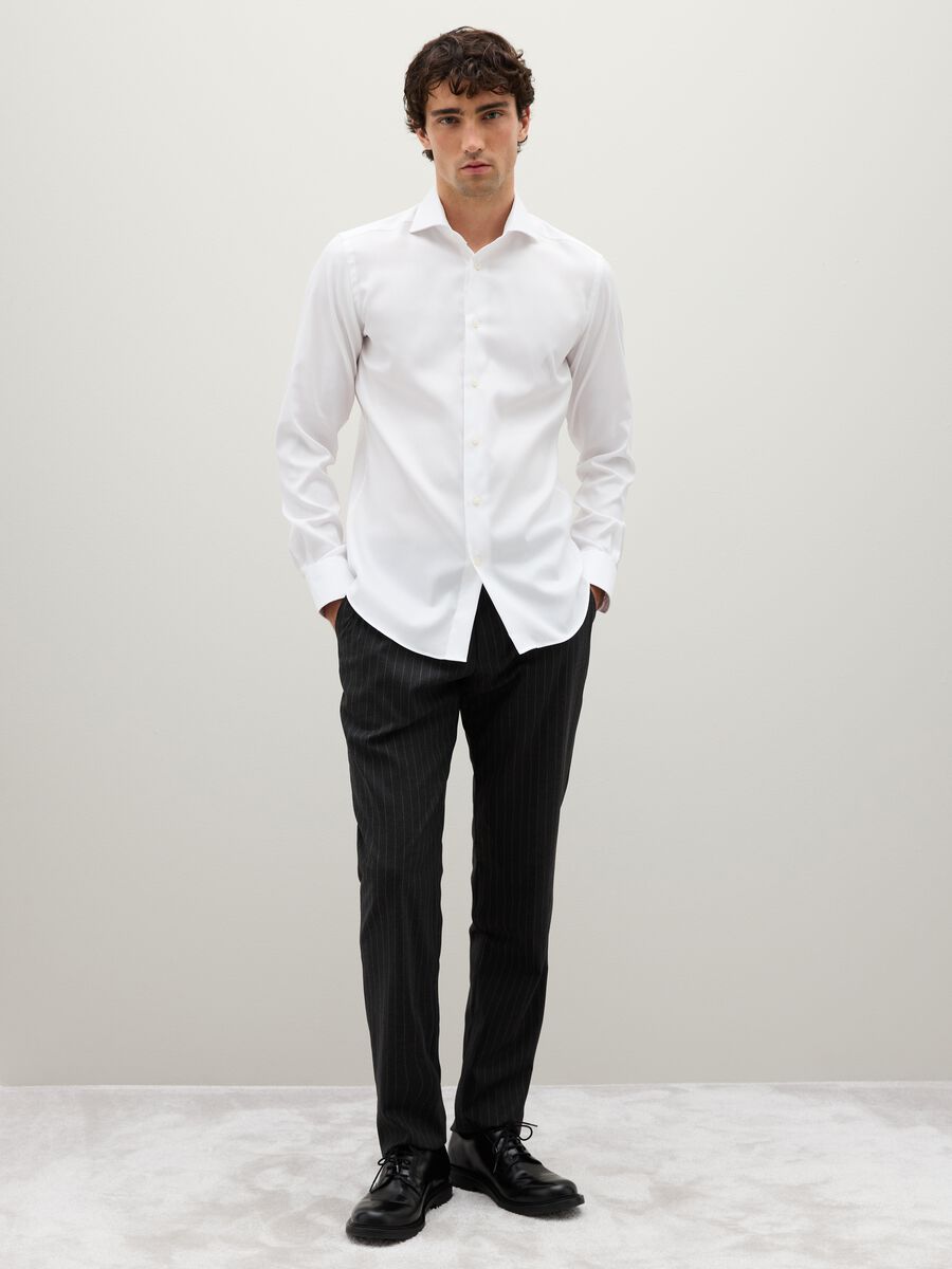 Camicia in puro cotone bianca slim fit_1