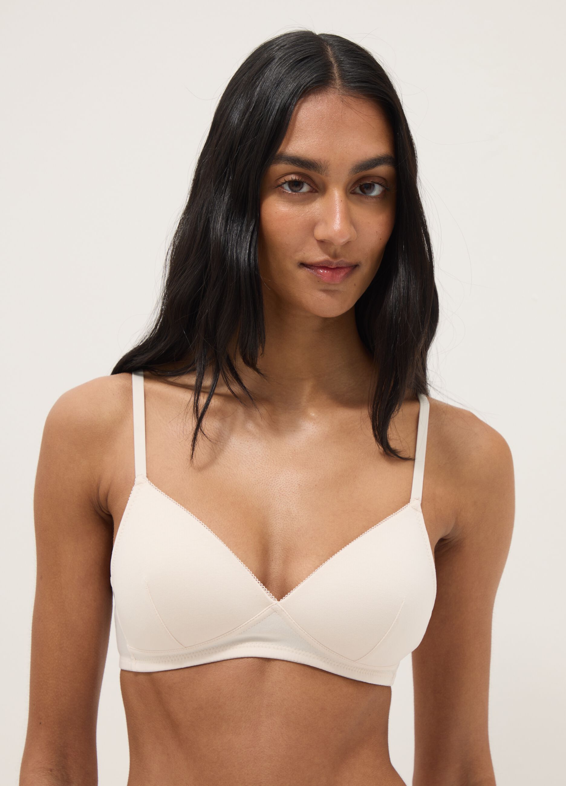 White stretch cotton bra with light padding