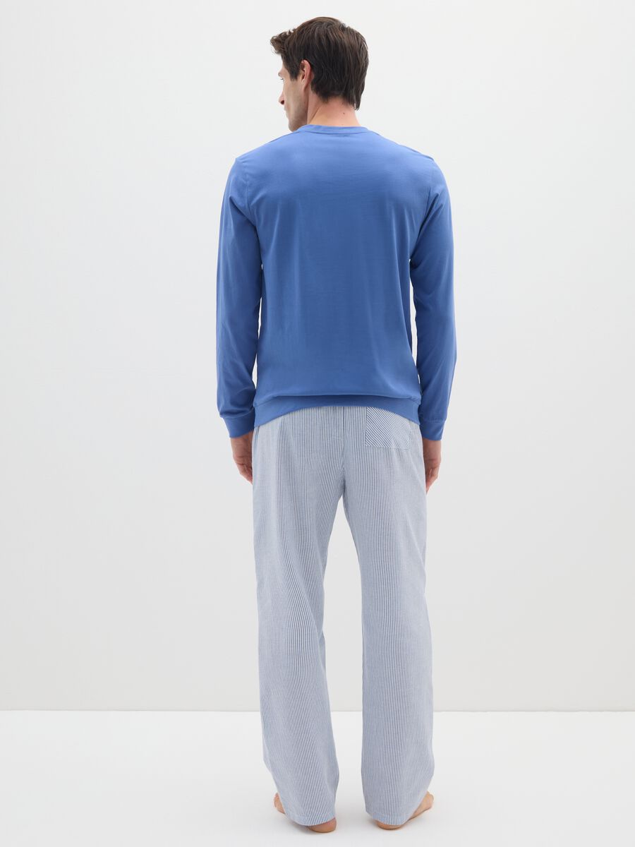Blue and Grey Pyjamas in Pure Cotton_2