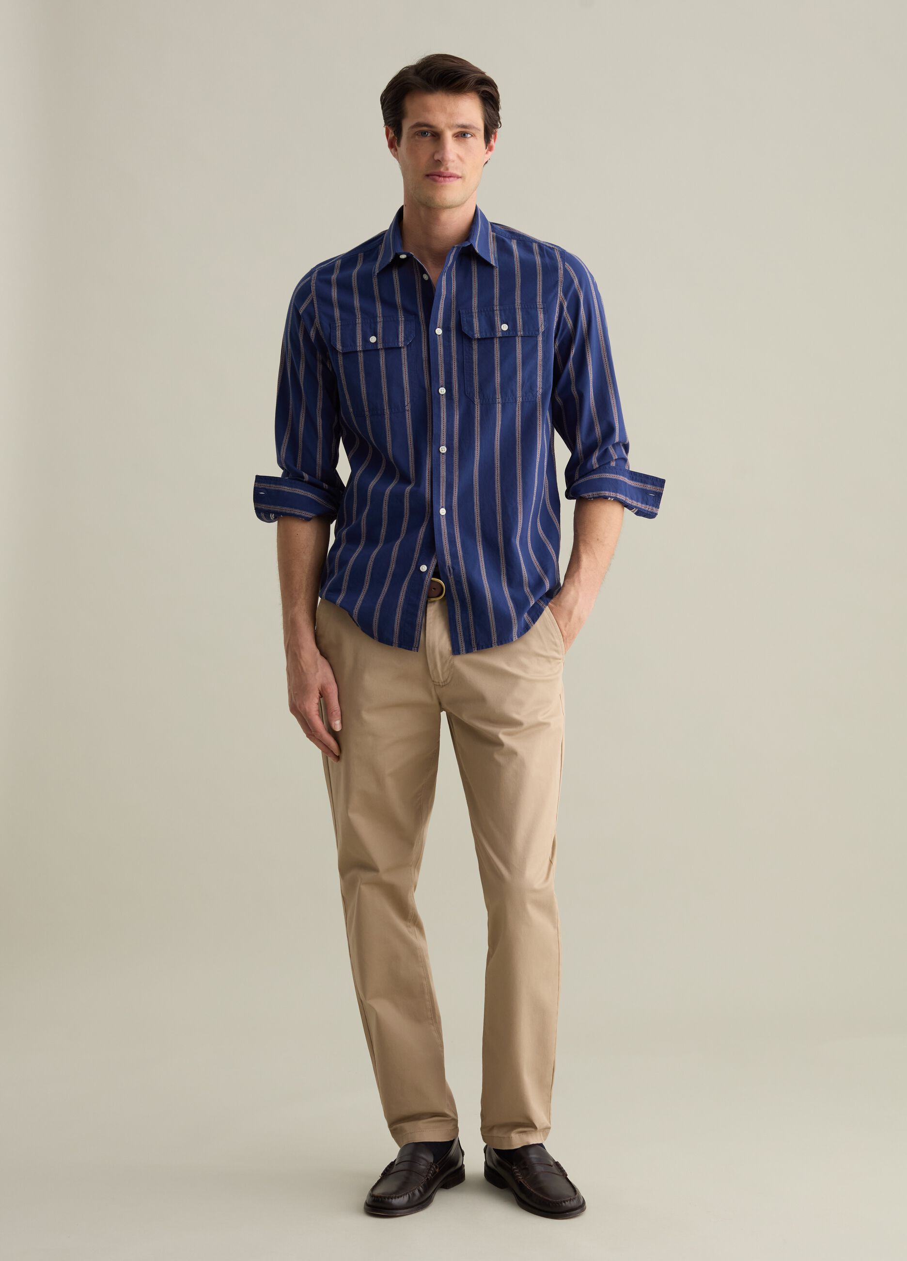 Striped regular-fit shirt with pockets