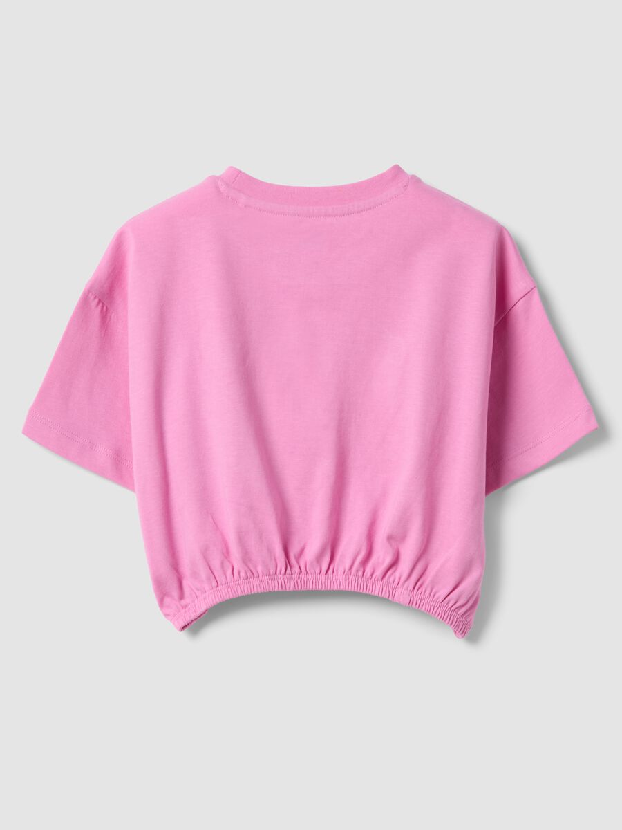 Pink pure cotton girls&rsquo; boxy-fit T-shirt with appliqu&eacute;s_1