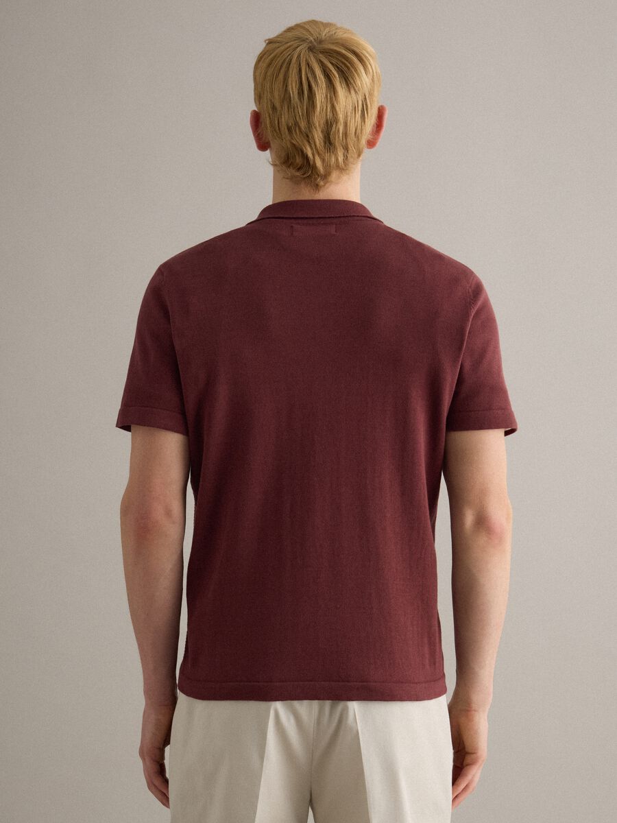 Regular fit red pure cotton polo with buttons_3