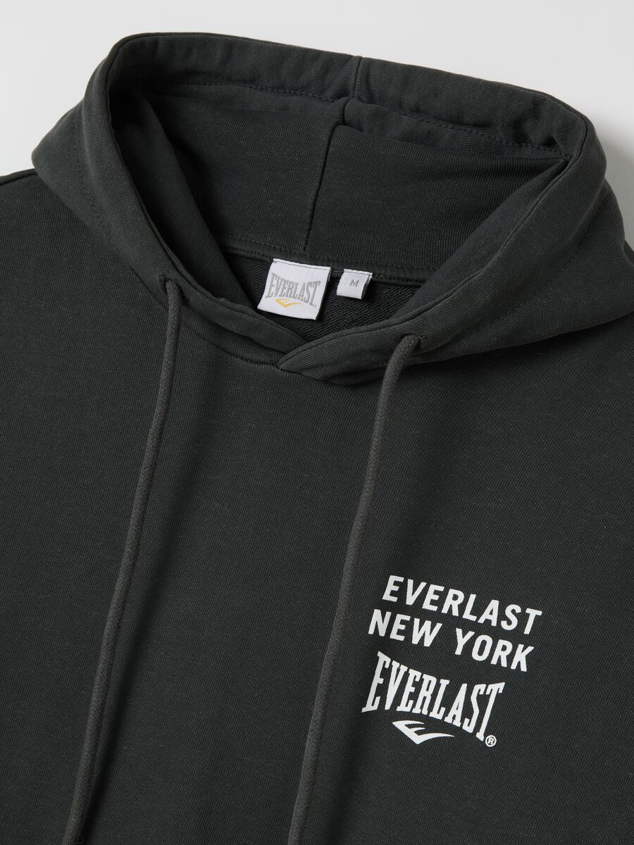 Grey sweatshirt with hood and logo print_5