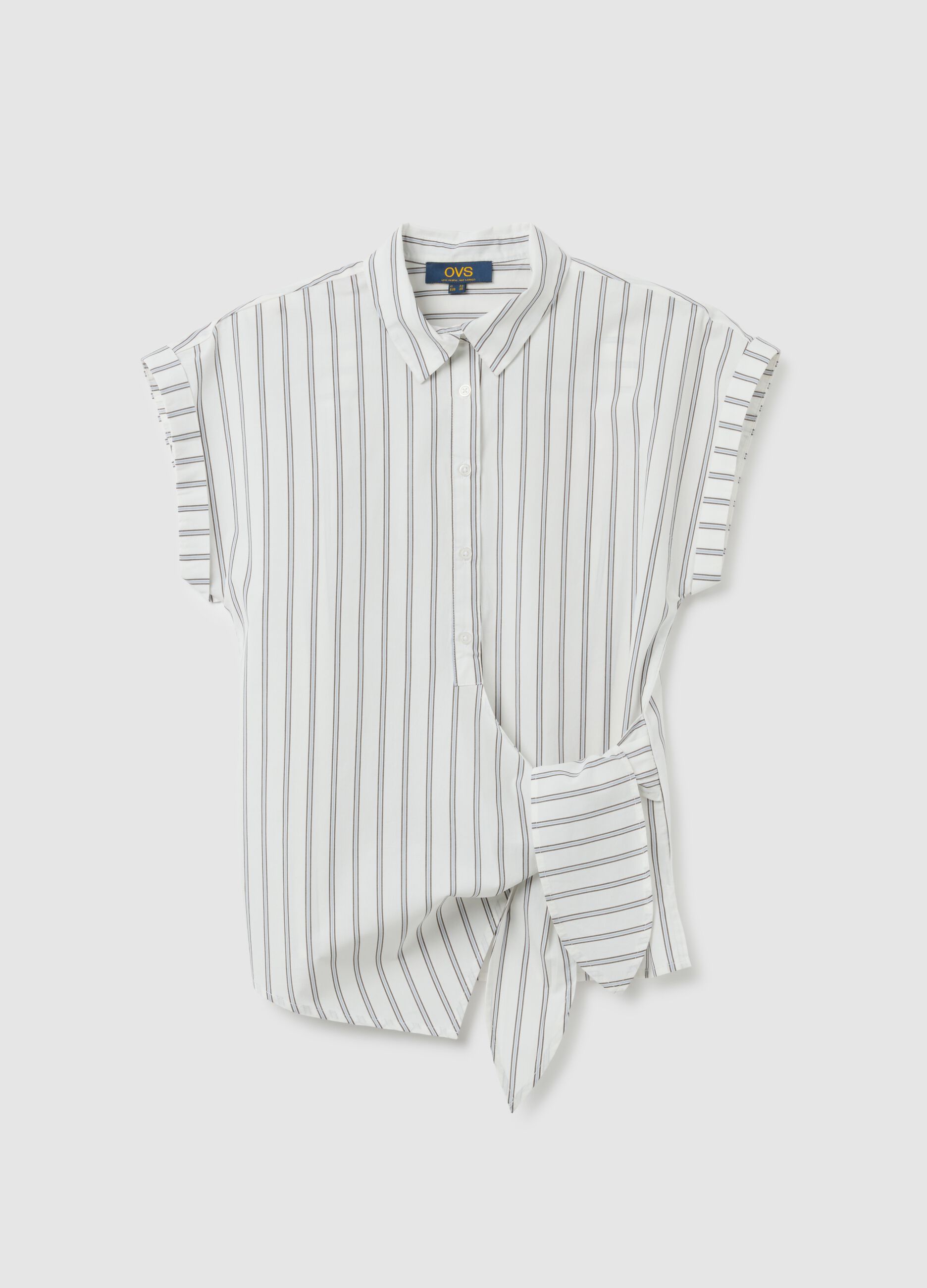 Striped Shirt with Side Knot