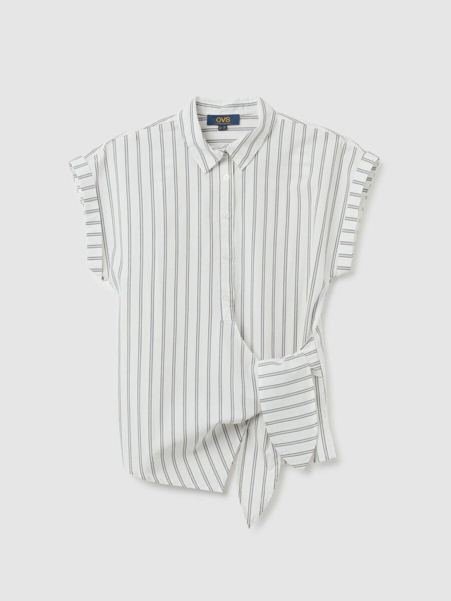 Striped Shirt with Side Knot_4