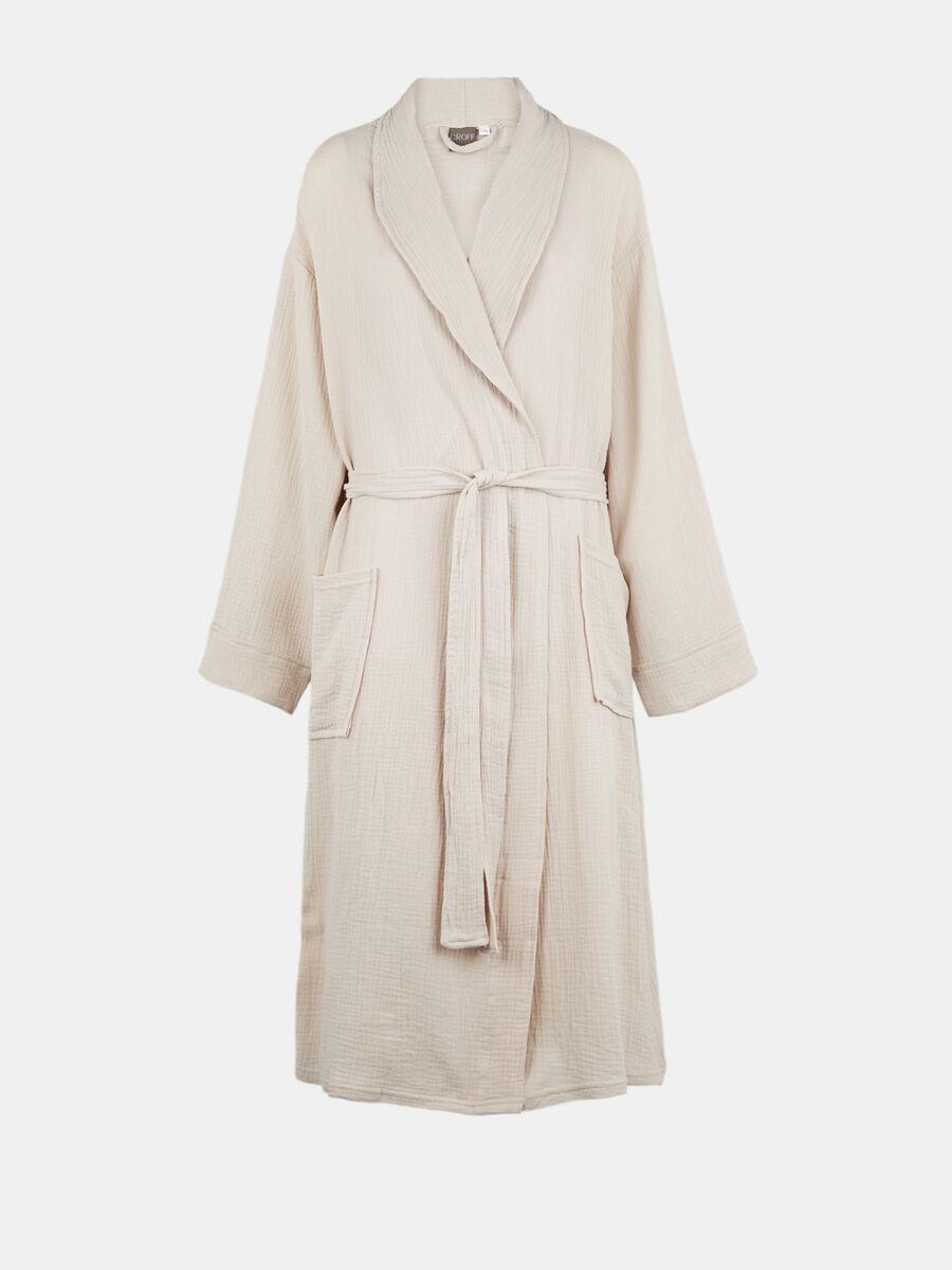 Kimono bathrobe in 100% washed cotton_0