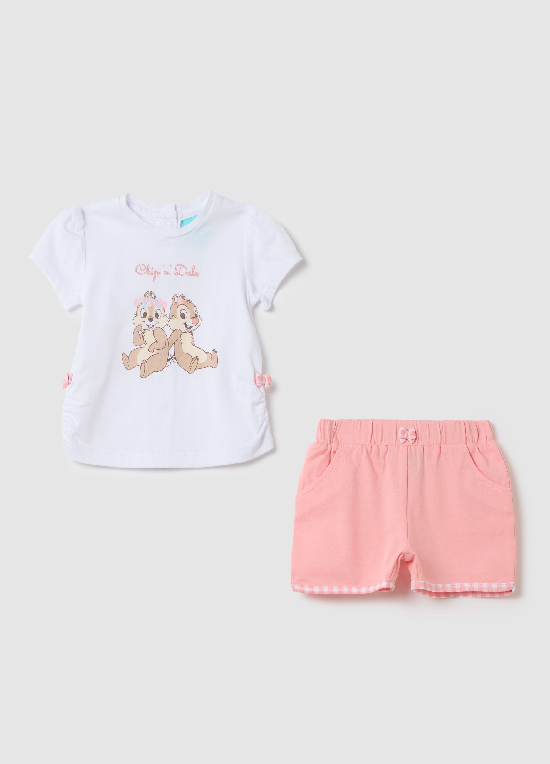 White t-shirt and pink shorts set by OVS Kids