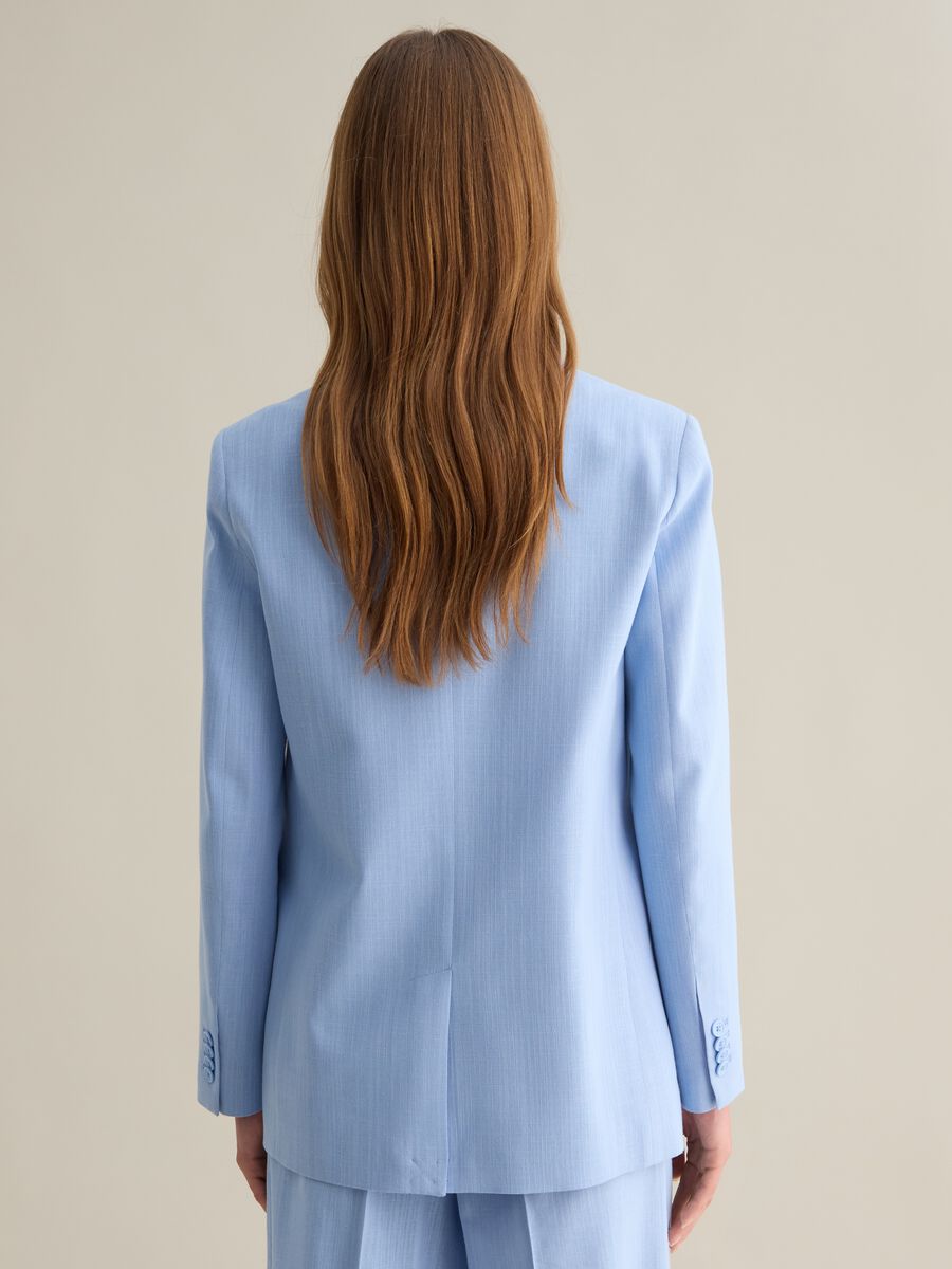 Women’s light blue regular-fit blazer in cotton blend with buttons_3