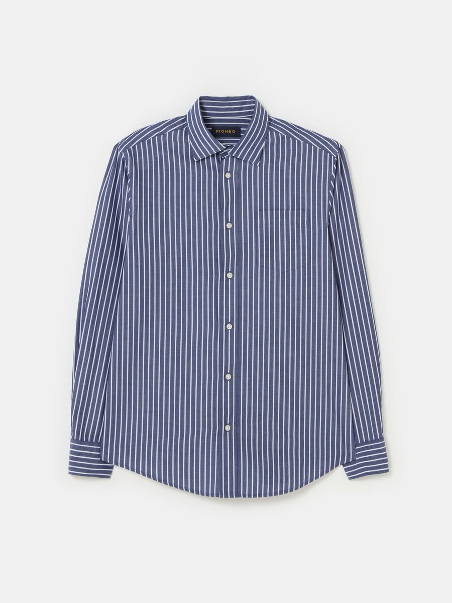 Striped poplin shirt with pocket_3