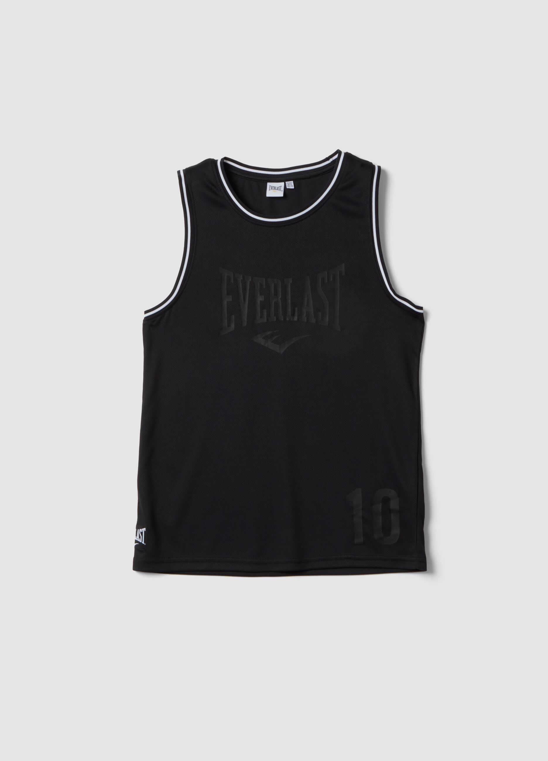 Black regular-fit boys&rsquo; vest with contrast trims, oversized style