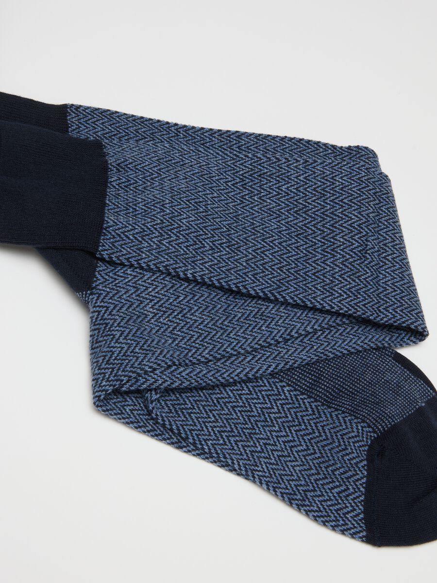 Two-pack of long blue socks in stretch cotton_1