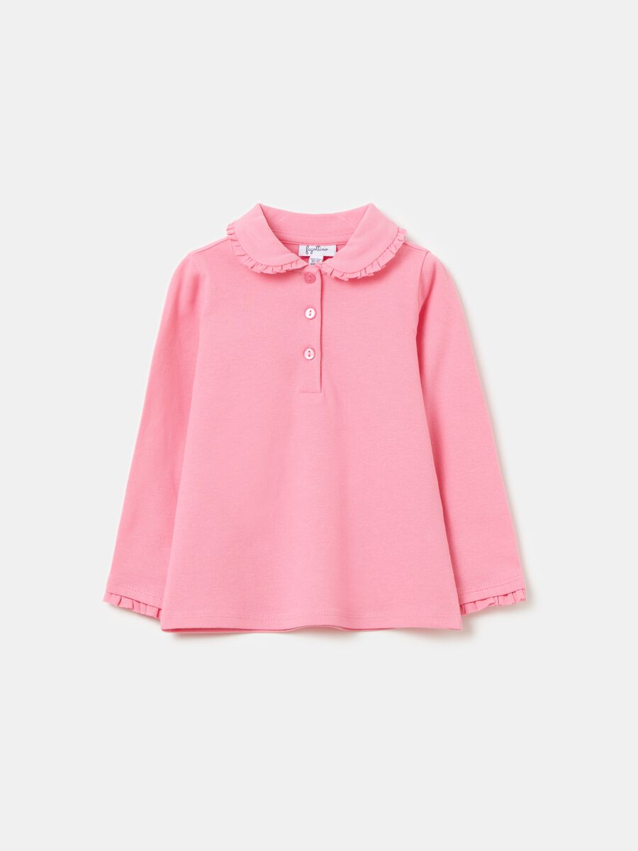 Piquet polo shirt with frills_0
