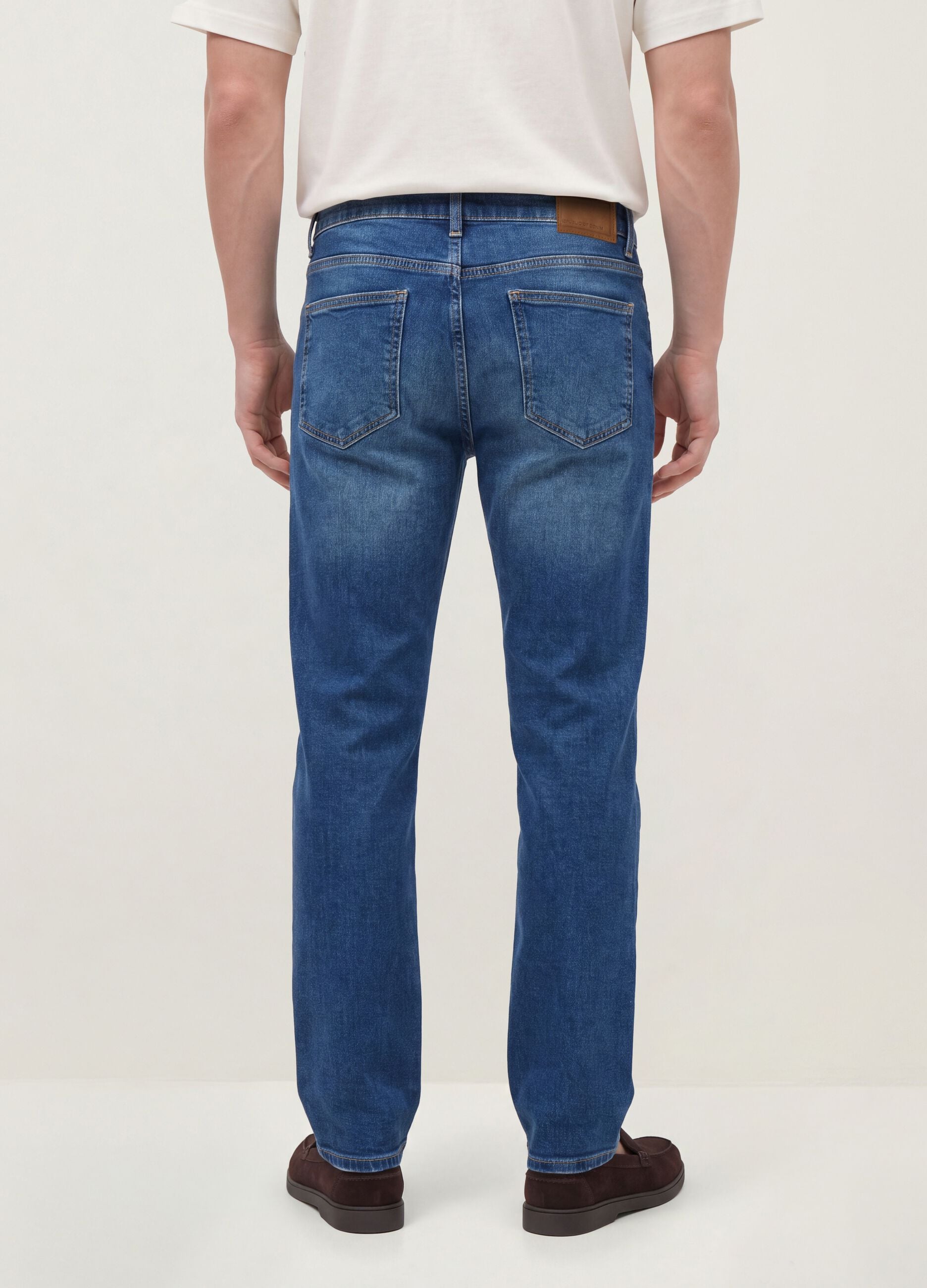 Blue stretch cotton comfort-fit jeans