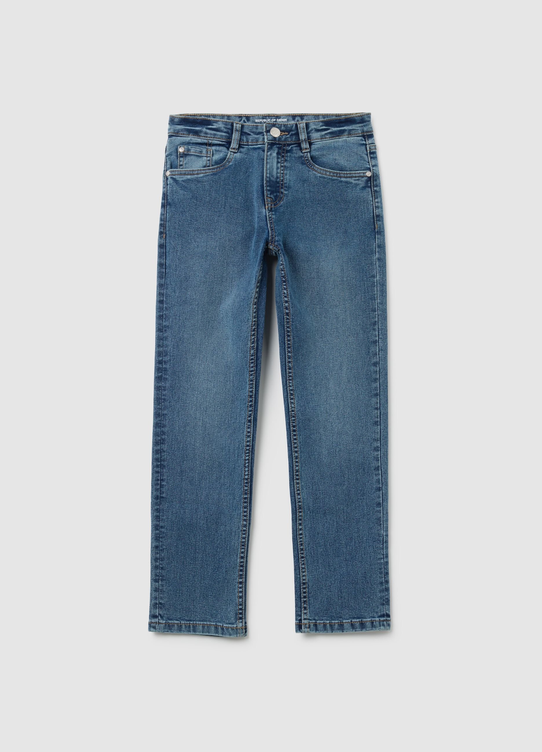 Jeans da ragazzo in denim blu regular fit