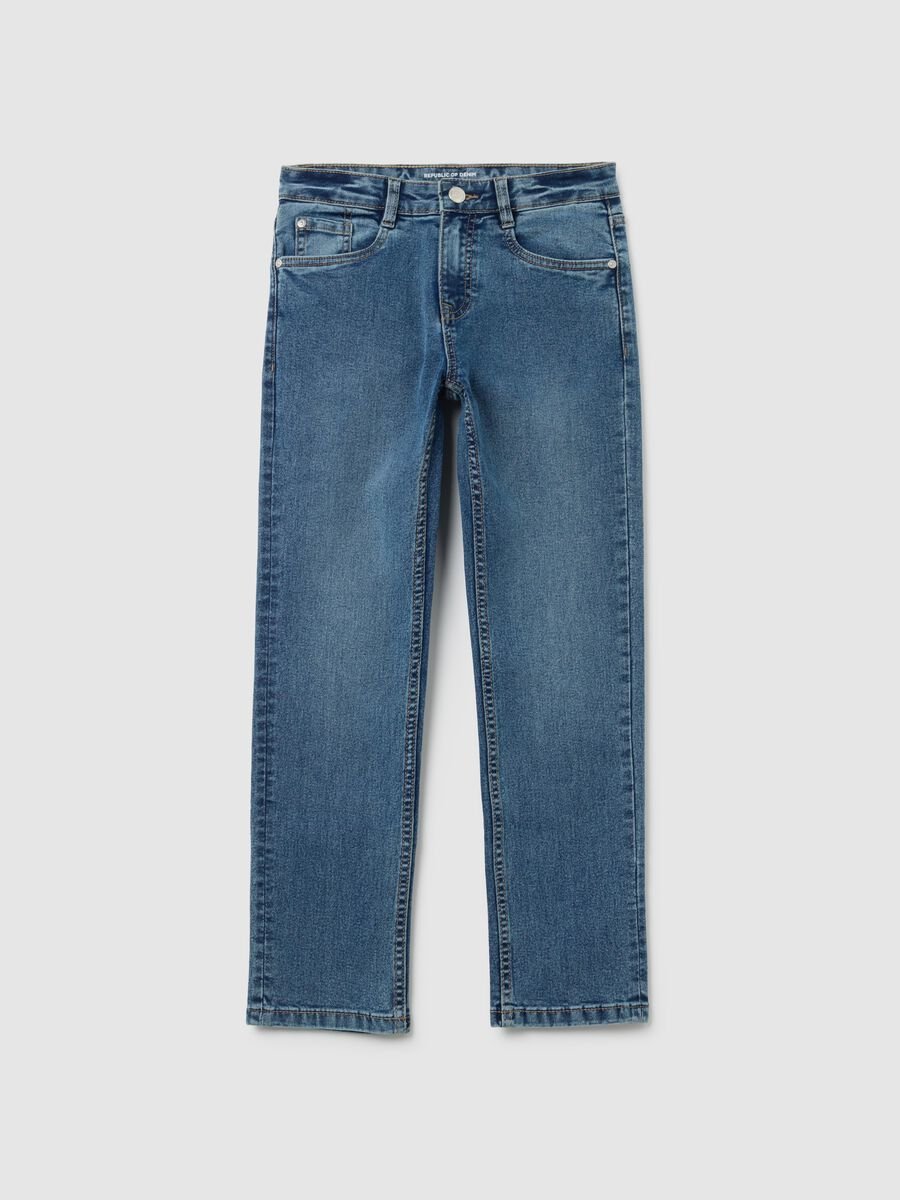 Jeans da ragazzo in denim blu regular fit_0